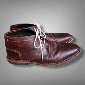 Steve Madden Men's P-Ivon Wood 982 Brown Leather Lace Up‎ Chukka Boots Size 11.5